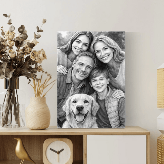 Προσωποποιημένος καμβάς 35×50 εκ. με ζωγραφισμένο πορτρέτο σε σκίτσο μολυβιού - canvasframe