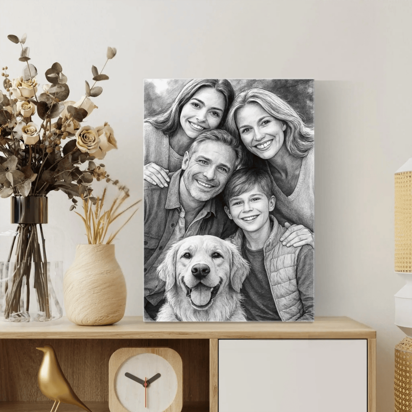 Προσωποποιημένος καμβάς 35×50 εκ. με ζωγραφισμένο πορτρέτο σε σκίτσο μολυβιού - canvasframe